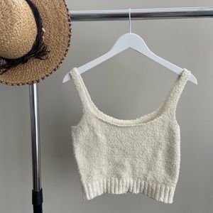 SKIMS Cozy Knit Cropped Tank in Bone